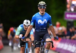 Aranburu celebra su victoria en Bélgica.