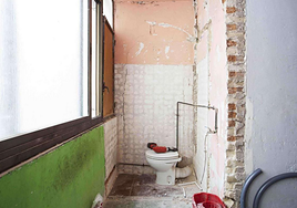 Estado en el que quedó el baño de una de las viviendas en las que actuó el chapuzas, dejando la reforma sin hacer.
