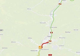 Reabierta la N-I en Tolosa sentido Irun que había sido cortada por el accidente de un turismo