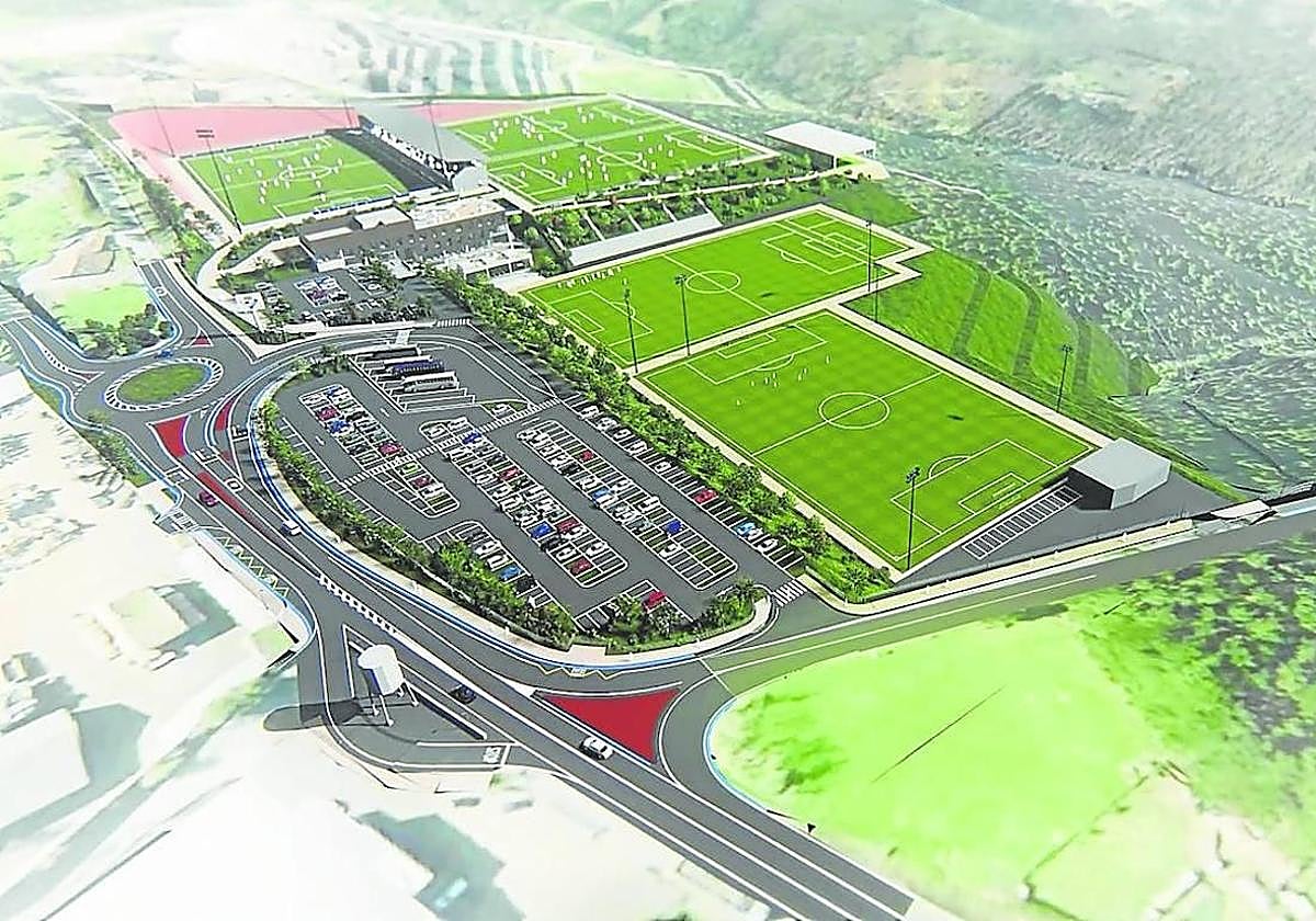 Diseño de la futura ciudad deportiva del Eibar y que será subsede del Mundial 2030.