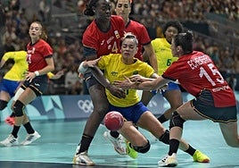 Maitane Etxeberria, en el primer partido de Las Guerreras en los Juegos de París