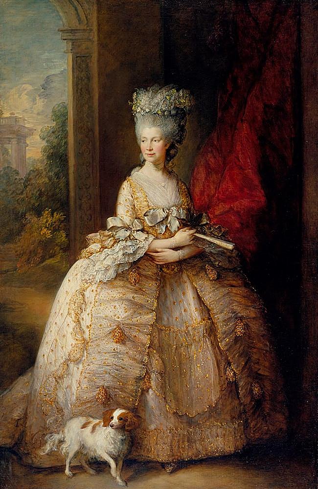 Reina Carlota de Gran Bretaña, mujer de Jorge III. Por Thomas Gainsborough (hacia 1781).