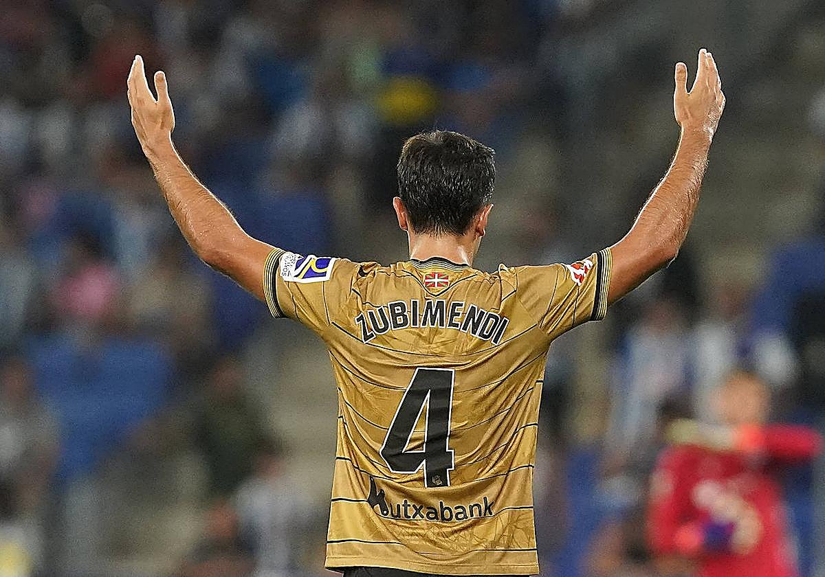 Martin Zubimendi, durante el choque ante el Espanyol.