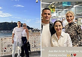 Katerina Kinourgiou y su pareja Panagiotis Koutsoubis, en la playa de la Concha y en la cocina del restaurante Arzak.