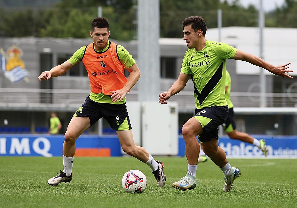 Ander Barrenetxea, en acción durante el entrenamiento con Zubeldia