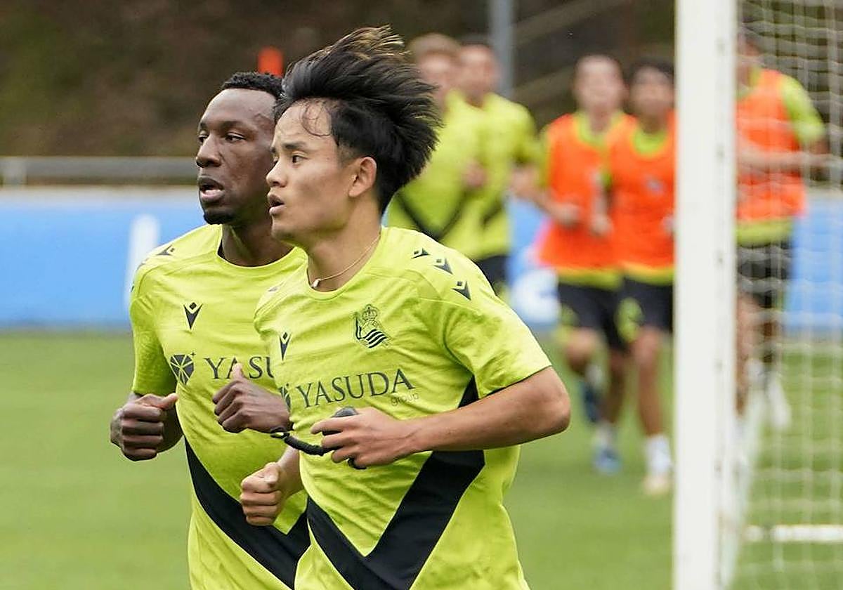 Kubo, durante un entrenamiento en Zubieta