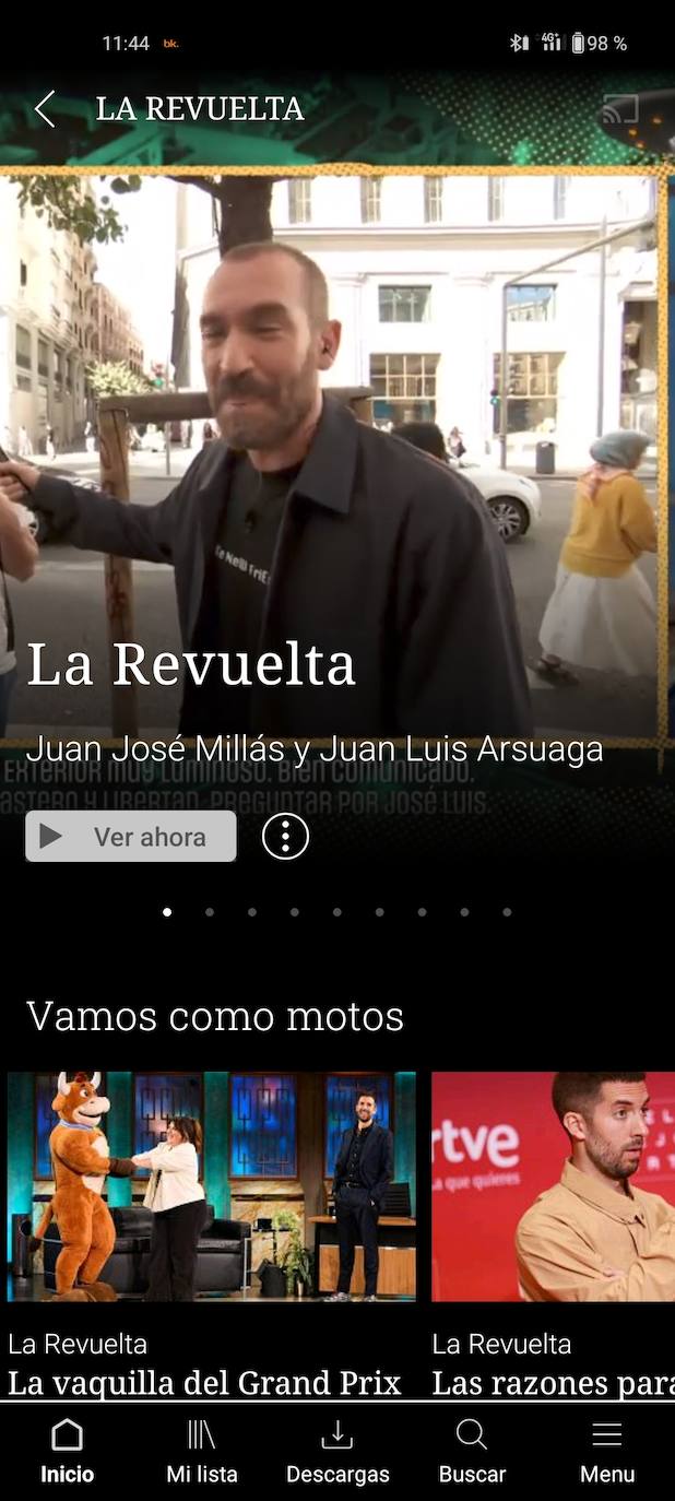 El Mensaje 'Vamos como motos' de la app de RTVE Play, guiño a Pablo Motos incluido.