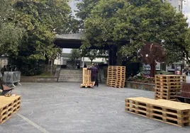 Los trabajos en la Plaza de Fueros comenzaron el miércoles por la mañana.