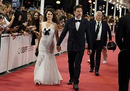 Penélope Cruz y Javier Bardem, en la alfombra roja del Zinemaldia.