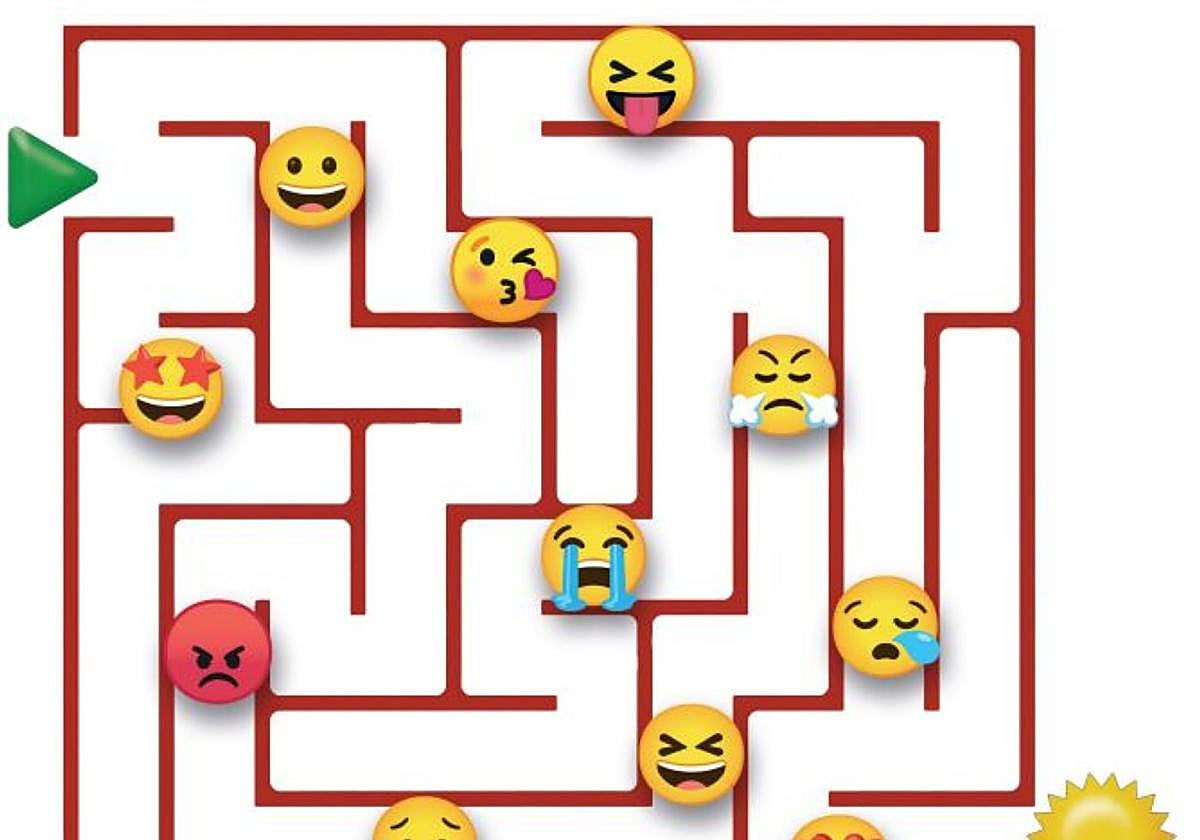 Laberinto incluido en el libro en el que los participantes transitan por emociones positivas y negativas.