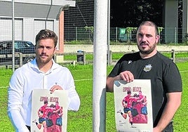 Inaxio Illarramendi y Dani Higón con el cartel de los Sub 18.