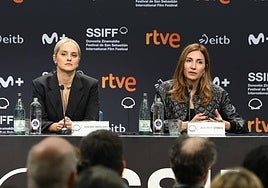 La directora Audrey Diwan y la protagonista Noémie Merlant, en la rueda de prensa de esta mañana.