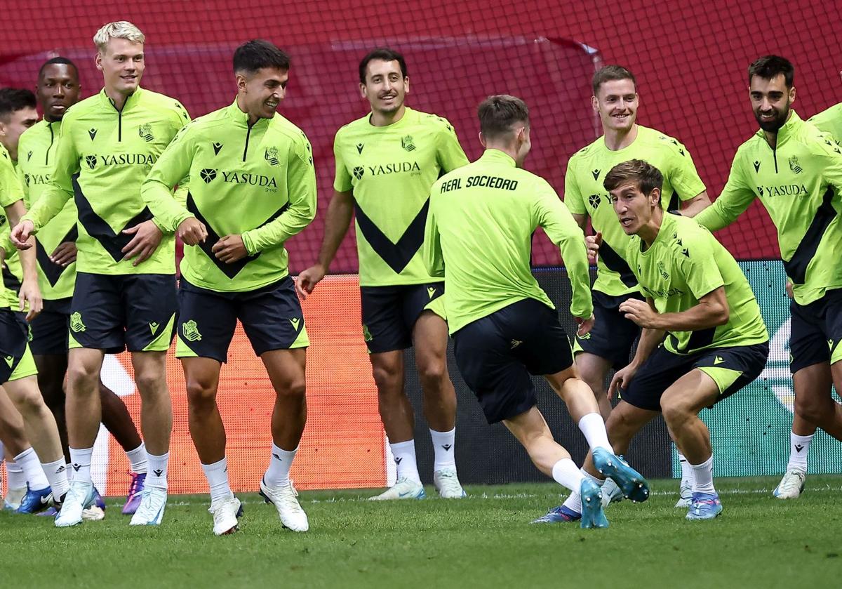 El entrenamiento de la Real en el Allianz Riviera