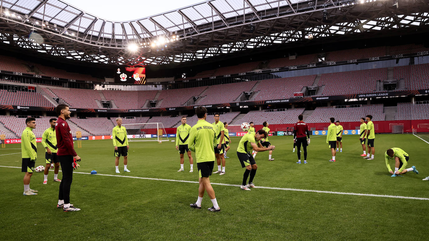 El entrenamiento de la Real en el Allianz Riviera