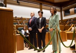 Alfonso Gil (PSE-EE), Estefanía Beltrán de Heredia (PNV) e Idurre Bideguren (EH Bildu), este jueves en el Parlamento Vasco.