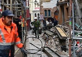 Derrumbe de la fachada de un edificio de Mutriku.