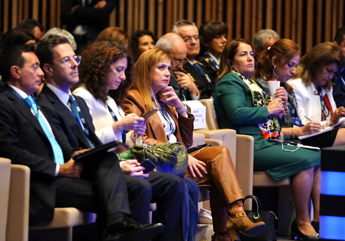 La consejera de Justicia y Derechos Humanos, María Jesús San José, esta mañana en la Conferencia de la ONU en Vitoria.