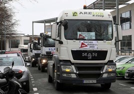 Protesta de camioneros guipuzcoanos en una anterior huelga realizada en 2022.