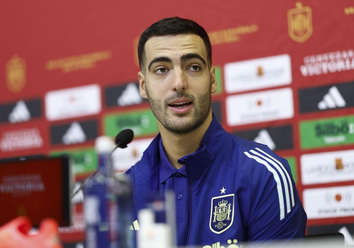 Mikel Merino, esta mañana en la sala de prensa de la Ciudad del Fútbol en Las Rozas.