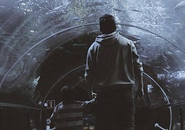 El 'streamer' junto a su hijo, Oliver, en el Aquarium de Donostia.