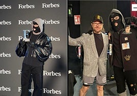 Ceciarmy recibió recientemente uno de los premios de la revista Forbes. En la derecha, en un acto que presentó junto a Santiago Segura.