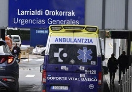 Una ambulancia accede a las Urgencias del Hospital Donostia.