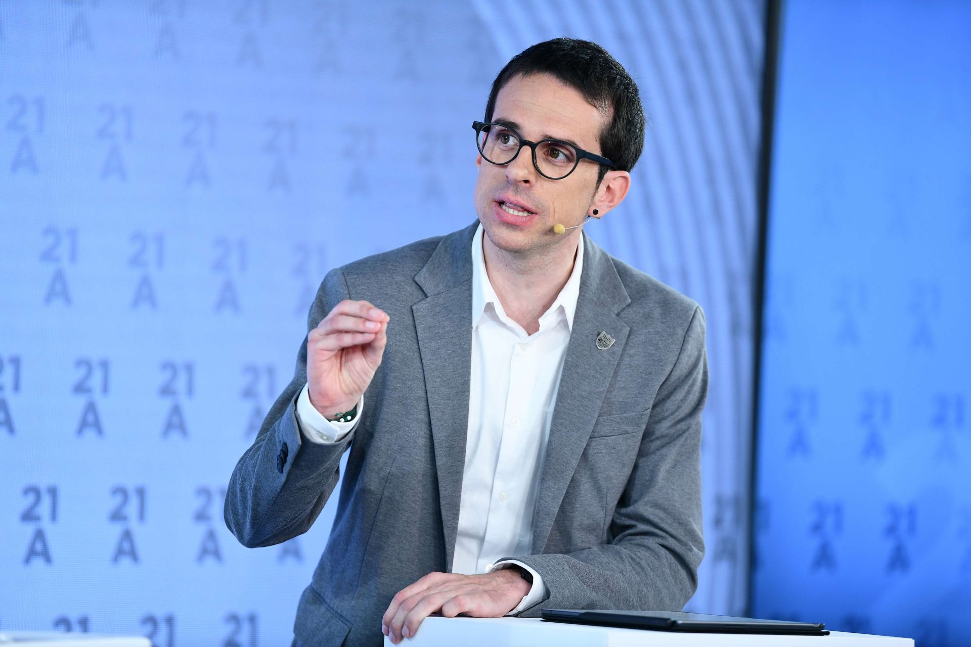 Pello Otxandiano, portavoz de EH Bildu, durante su intervención en un debate electoral en este periódico.