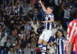 Luka Sucic celebra su gol contra el Atlético de Madrid