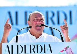 El presidente del PNV, Andoni Ortuzar, durante su intervención en el último Alderdi Eguna.
