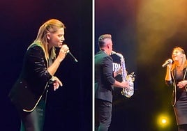 Leire Martínez, en plena actuación en la décima gala de Niños Contra el Cáncer celebrada en Pamplona.