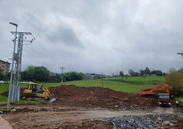 Imagen de las obras que están en marcha en la entrada a Urnieta.