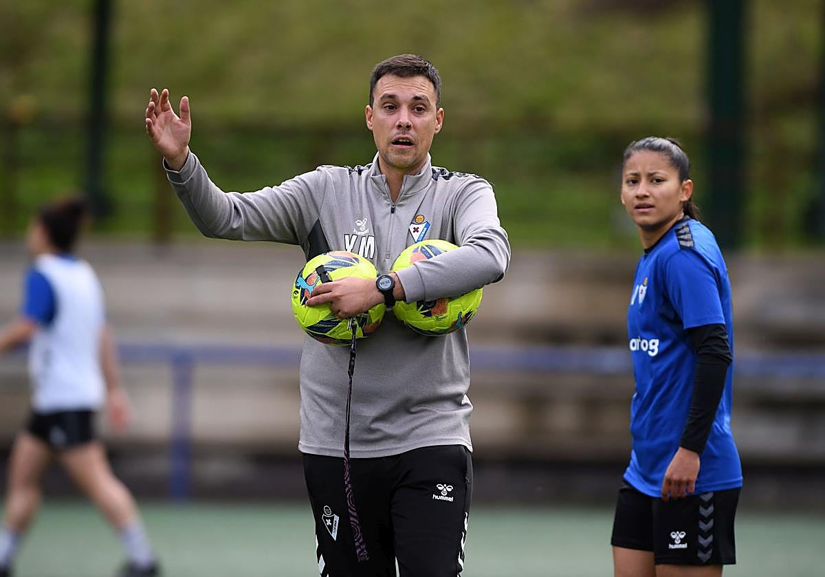 Yerai Martin durante la sesión de trabajo de este jueves por la mañana en Unbe.