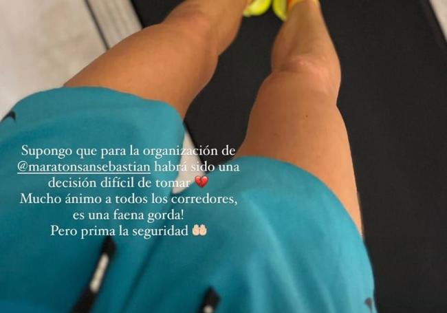Mensaje de Verdeliss en sus redes sociales tras la suspensión de la maratón de Donostia.