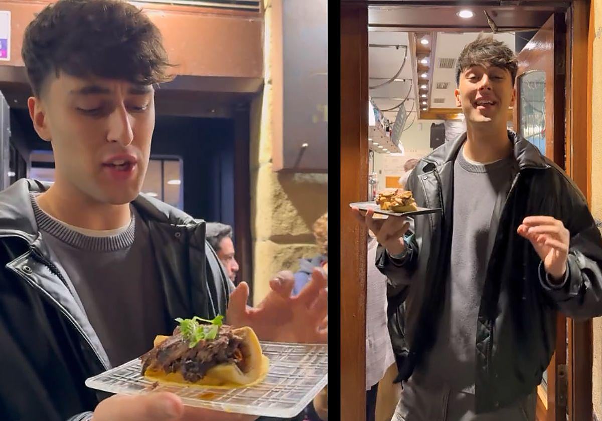 El cocinero David Geli prueba varios pintxos donostiarras.