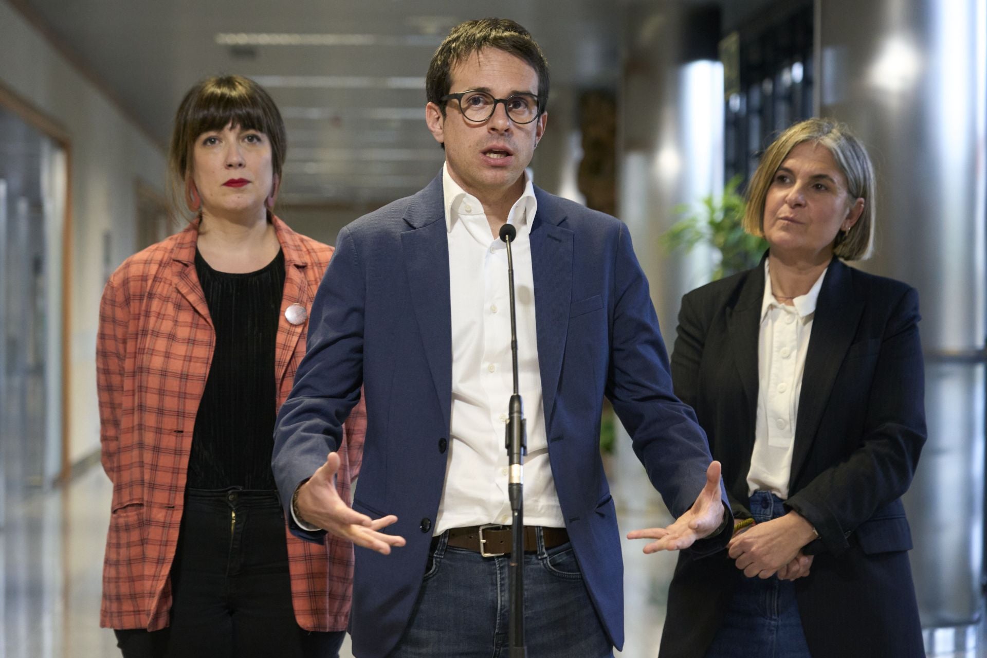 Peio Otxandiano valora la reunión mantenida para los Presupuestos del 2025, la semana pasada.