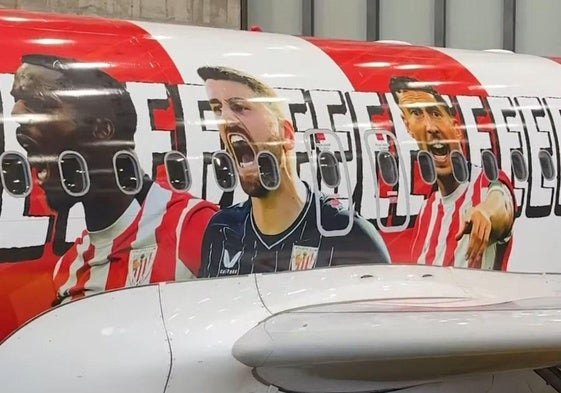 Nuevo avión del Athletic Club de Bilbao, obra de Vueling, patrocinador del club.