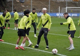 Oskarsson, en el entrenamiento de este miércoles en Zubieta.