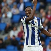 Umar Sadiq, en un encuentro disputado con la Real Sociedad en la presente temporada.