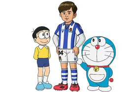 El jugador nipón despedirá el año junto con Nobita y Doraemon vestido de txuri-urdin.