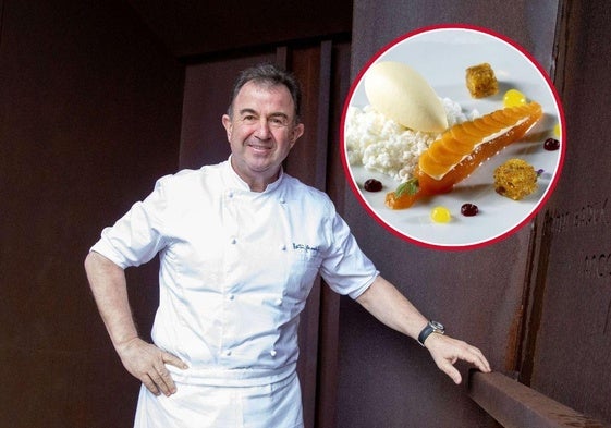 Postre de Martín Berasategui en el restaurante Oria de Barcelona escogido entre los mejores de 2024 para los Inspectores de la Guía Michelín.