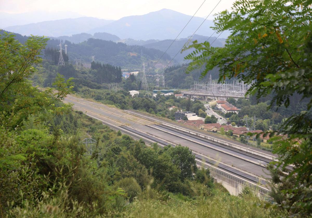 Trazado del TAV en Ezkio, una de las posibles conexiones con Navarra.