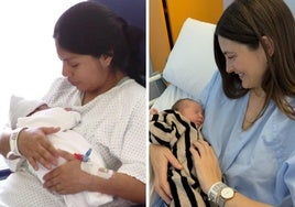 Angélica Sofía, a la izquierda, y Nikole, a la derecha, las dos primeras niñas que han nacido en Euskadi en 2025.
