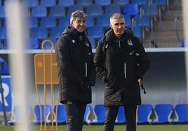 Imanol Alguacil, durante el entrenamiento de este miércoles en Zubieta.