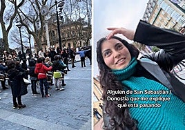 Imágenes del video de la joven en el que reacciona a la Tamborrada de San Sebastián en Tik Tok.
