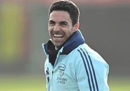 Mikel Arteta, en un entrenamiento de esta semana.