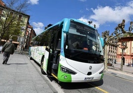 Autobús que cubre la línea Eibar-Arrasate en la localidad armera.