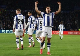 Mikel Oyarzabal celebra su gol ant el Rayo Vallecano.