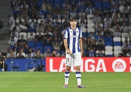 Jon Martín, en el choque ante el Alavés en Anoeta.