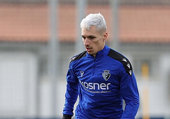 Bryan Zaragoza, en el entrenamiento de este sábado en Tajonar.