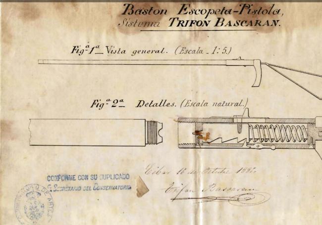 Detalle del arma en la patente presentada por Trifón Bascaran.